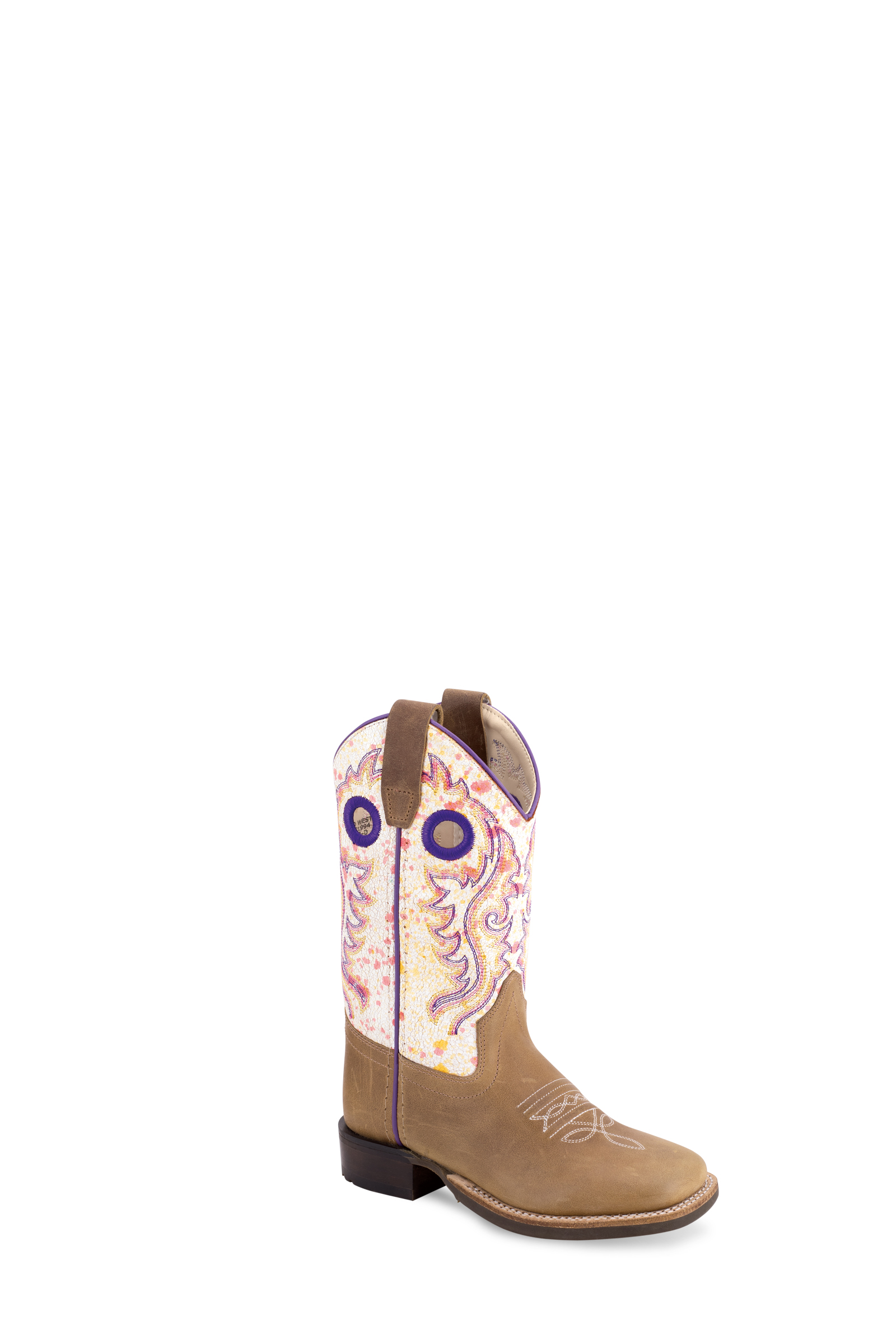 All over leather foot & shaft, 6 – row fancy stitch, reinforced shanks, hand corded medallion, 3/4 natural leather welt, Goodyear welted, cushion insole, broad square toe and rubber outsole.