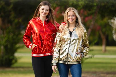 10914 - Sequin Varsity Jacket with pockets