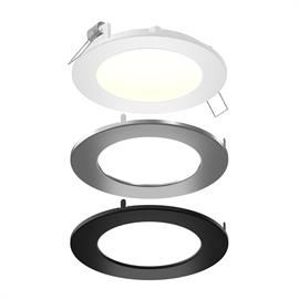 Round LED panel light with interchangeable trim finishes