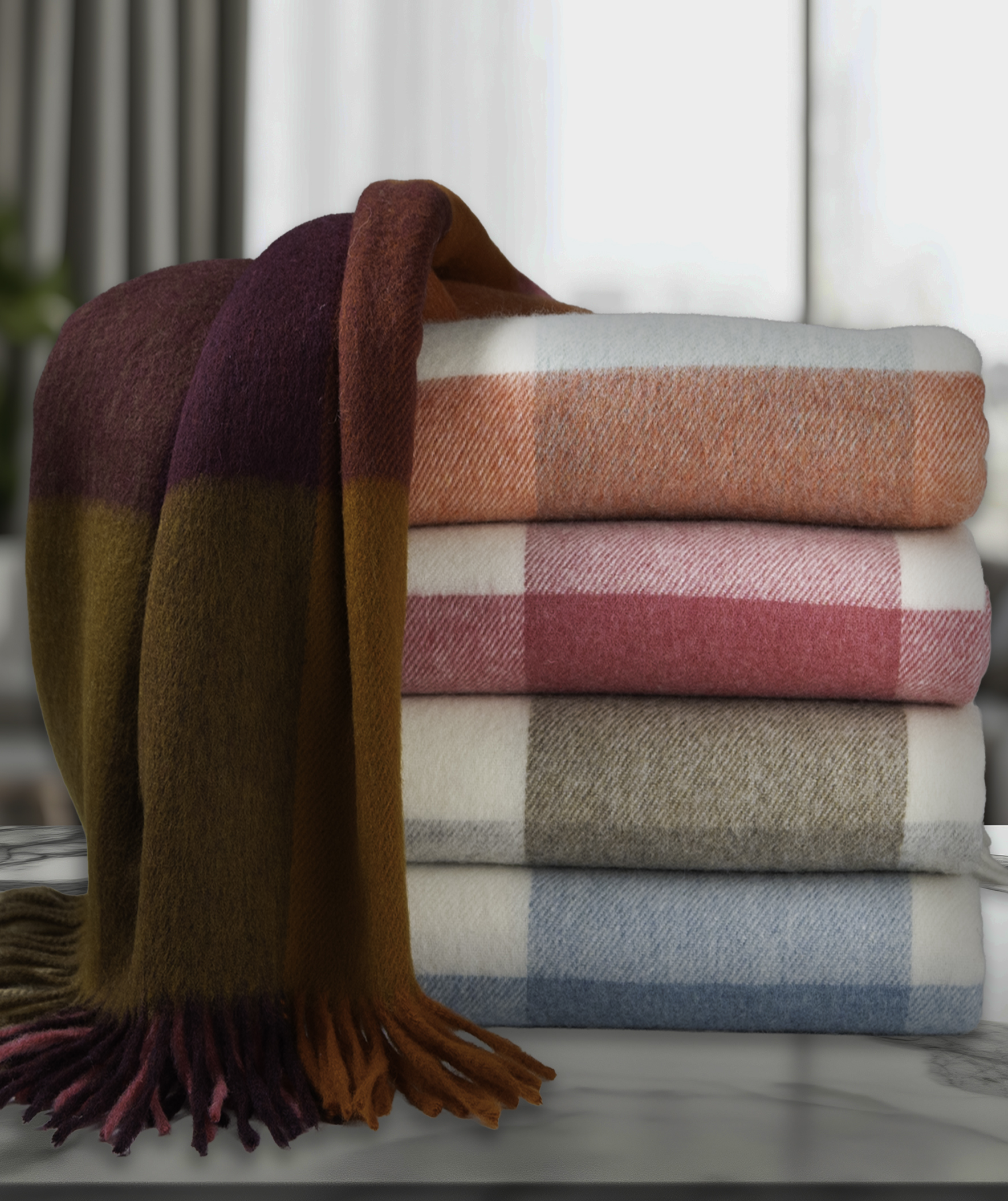 Southampton Home Color Block Merino Wool Throws