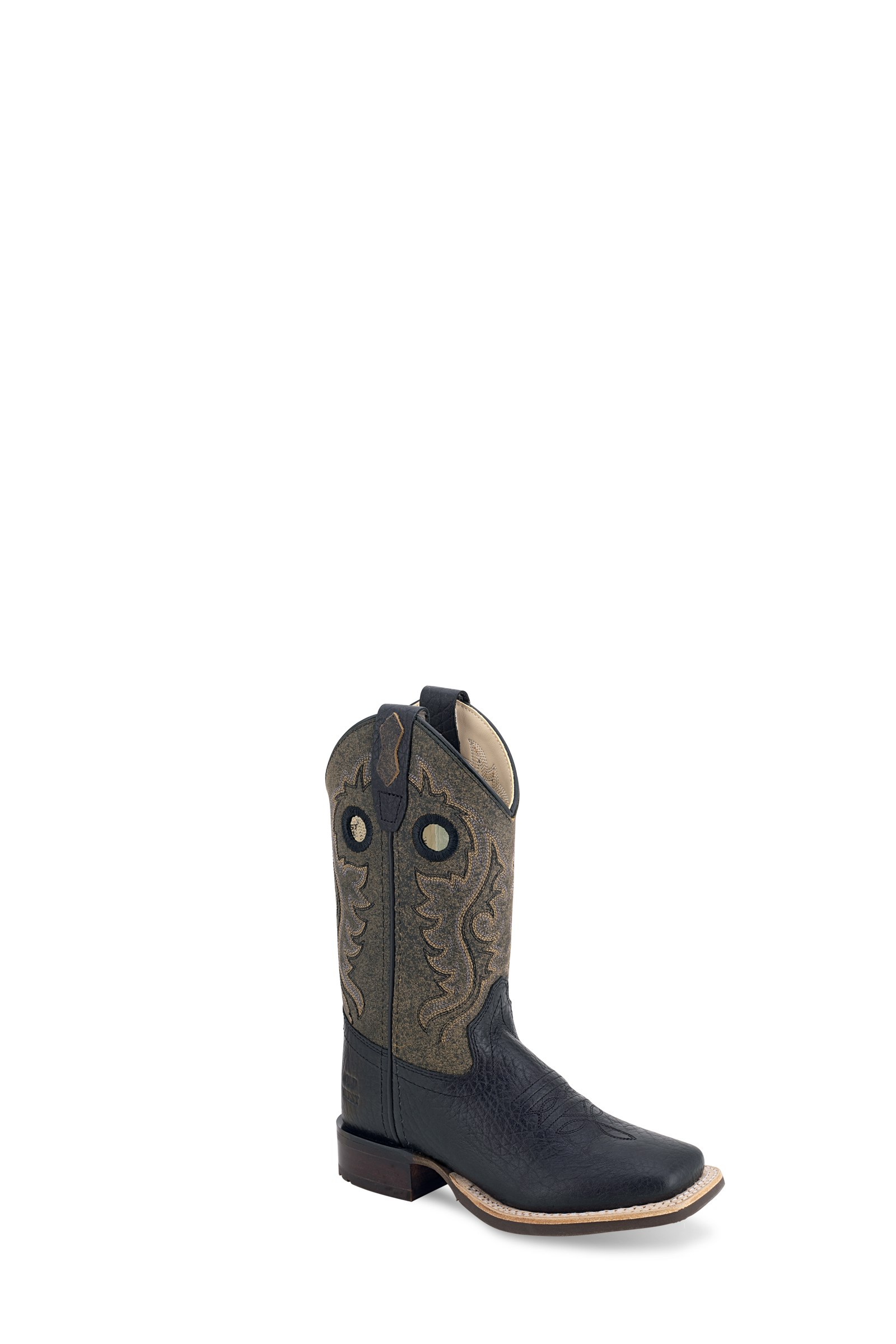 All over leather foot & shaft, 6 – row fancy stitch, reinforced shanks, hand corded medallion, 3/4 natural leather welt, Goodyear welted, cushion insole, broad square toe and rubber outsole.