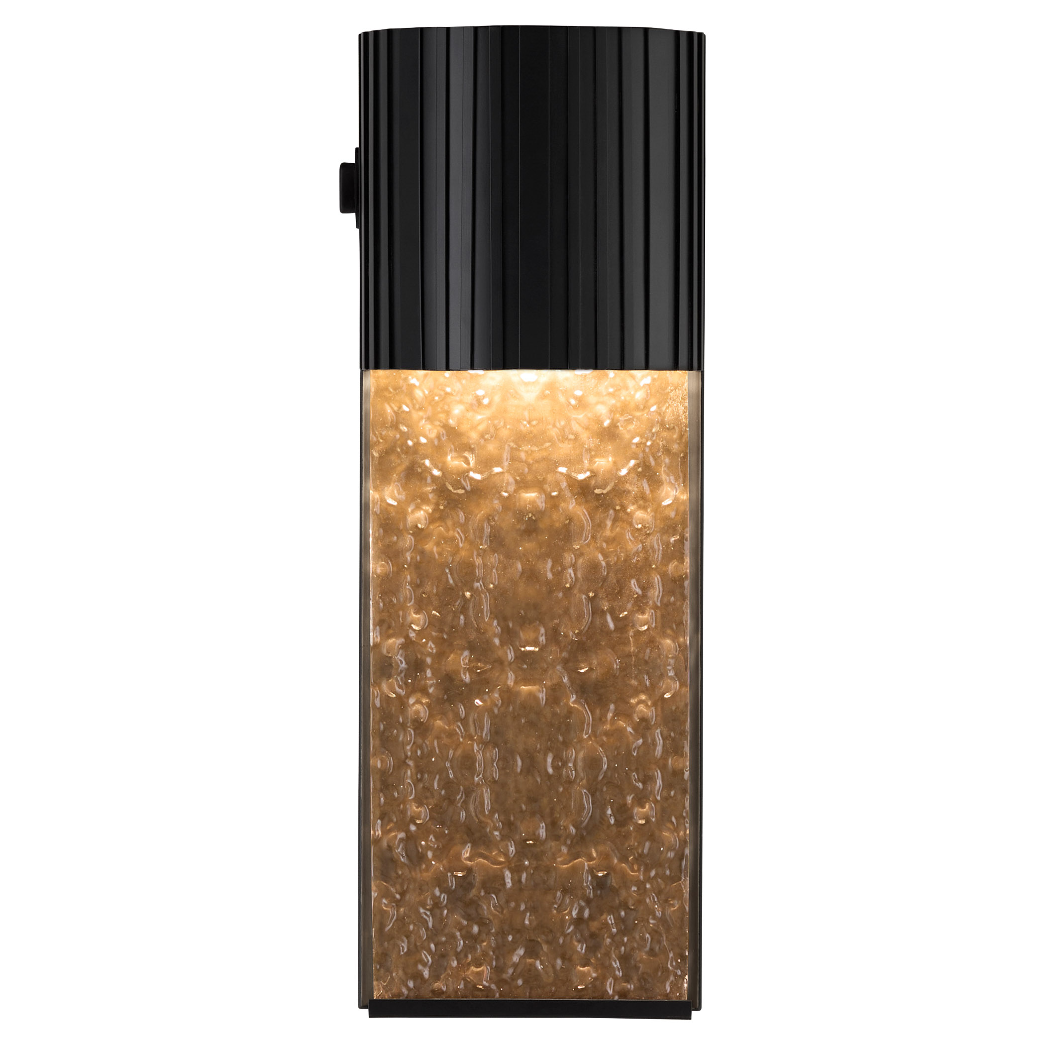 Cascata mimics the flow of a waterfall with shimmering reflections through water glass. This wet-rated outdoor wall mount features 5CCT LED technology and rich textured finishes.