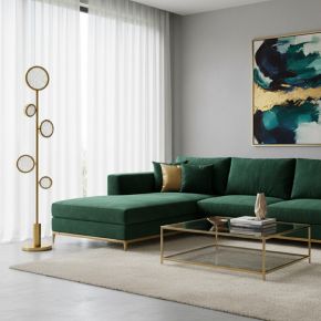Bring a touch of elegance and sophistication into your home with the Luxurious Circles Floor Lamp. Designed with a sleek matte black finish and crafted from high-quality brass and glass, this modern f