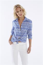 Printed Cotton Blouse and White Denim